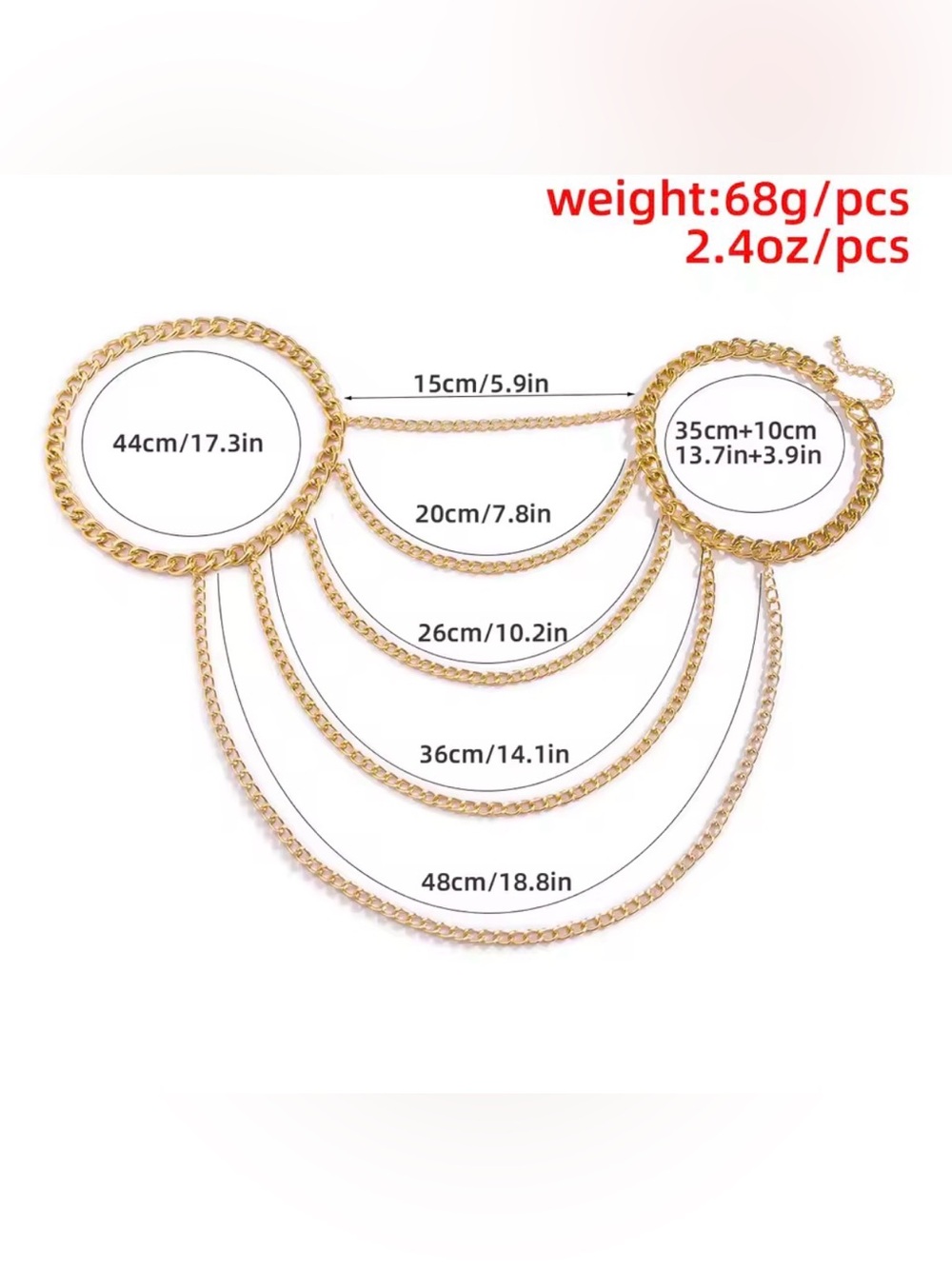 Gold Layered Chain Body Necklace - Picture 4 of 4